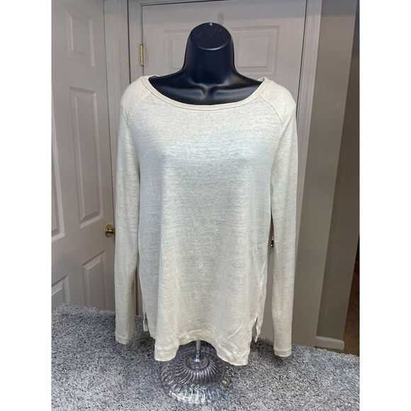 Banana Republic Tops - Banana Republic Women's Linen Foil Beige Scoop Neck Blouse size M‎